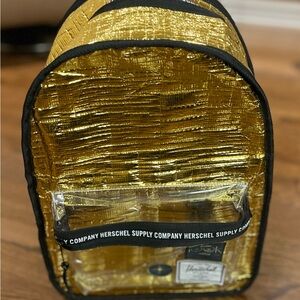 Rare Herschel x Zumiez 100K 2020 Gold Metallic Backpack + Clear Pocket